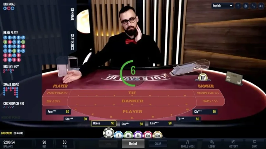 Evolution live lobby displaying Speed Baccarat, Lightning Roulette, and game show titles
